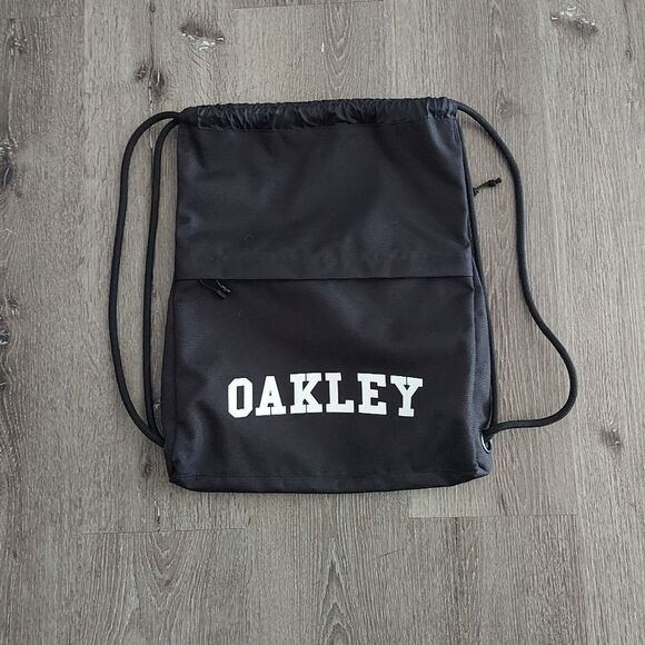 Oakley String Bag Black Cinch Drawstring Backpack W/Pocket - Picture 1 of 7